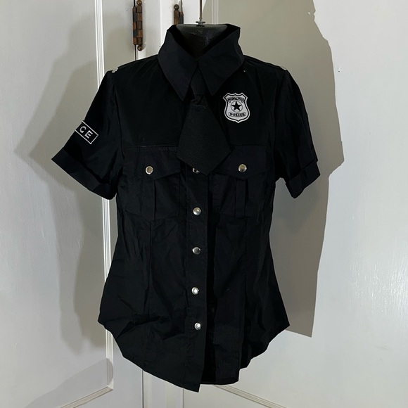 Police Tops - Leg Avenue Police Costume Button-Up Shirt with Removable Tie